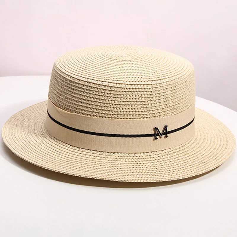 Straw hat Warm summer flat topped small hat beach vacation hat woven straw hat sun hat X250109