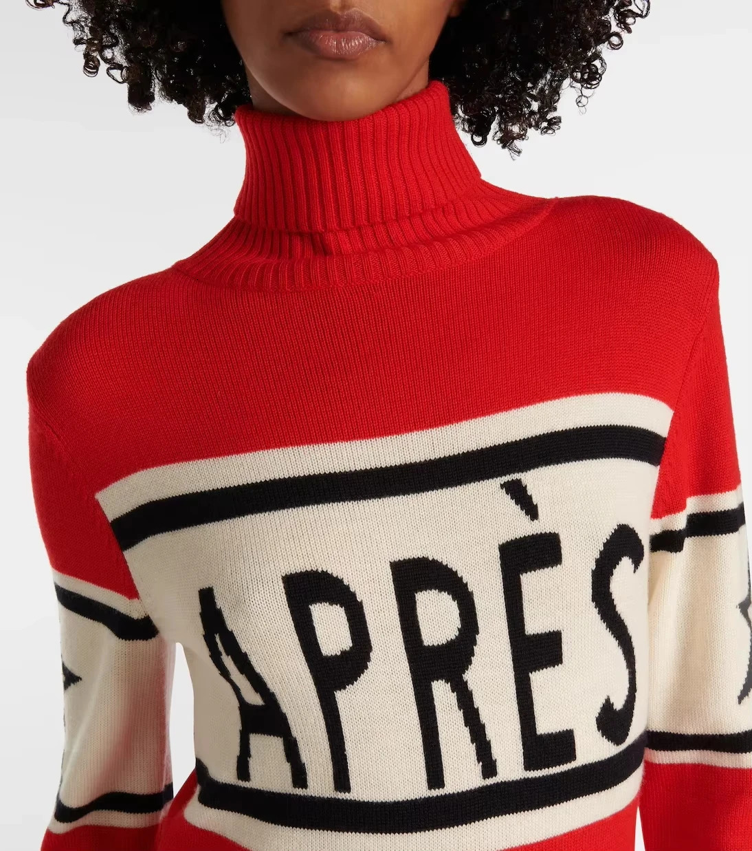 French highend jacquard knitted letter striped winter fashion and fashionable high neck slim fit womens sweater 250108