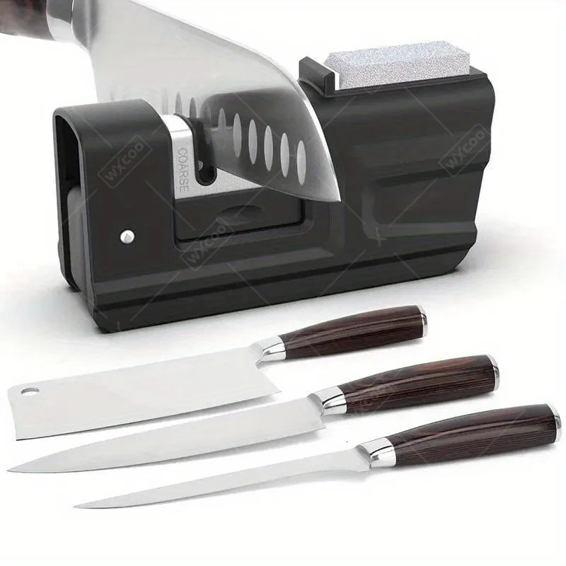 A three-level knife sharpening tool with a sharpening stone a 2-in-1 knife sharpening kit and a foldable chef knife sharpening tool 250103