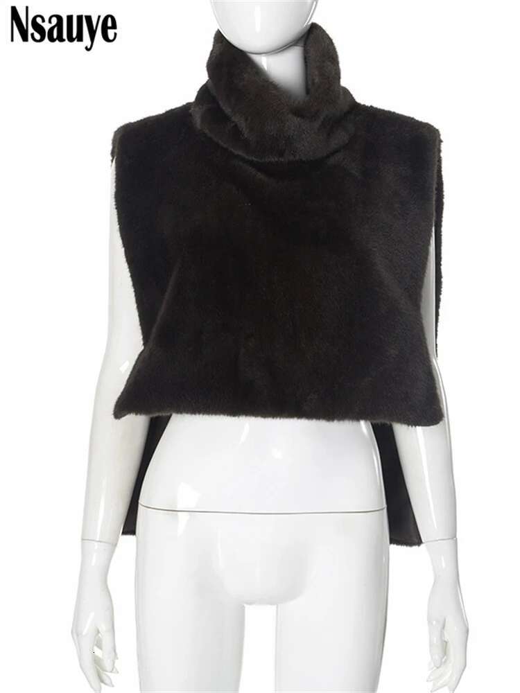Nsauye 2024 Winter New Female Chic Fashion Sleeveless Faux Fur Women's Coat Thickened Warm Jackets Outerwear Tops Ladies Coats