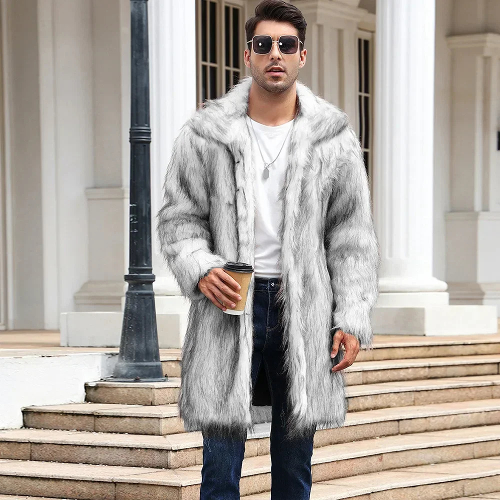Warm Faux Fur Long Coat Jacket Winter Mens Leisure Jackets Windbreaker Women Thick Fluffy Bontjas Outerwear 250107