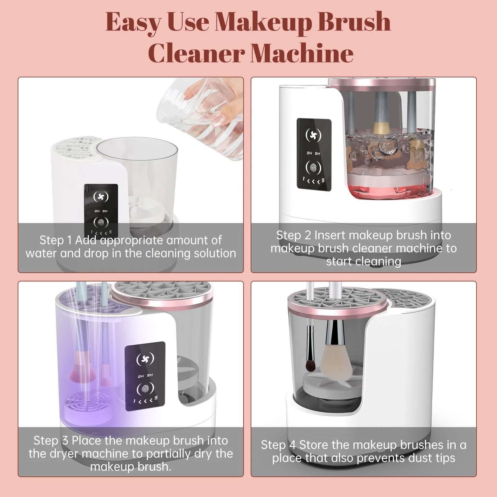 Portable Electric hine With Makeup Brush Dryer-Holder Automatic USB Cosmetic Brushes Cleaner Tool