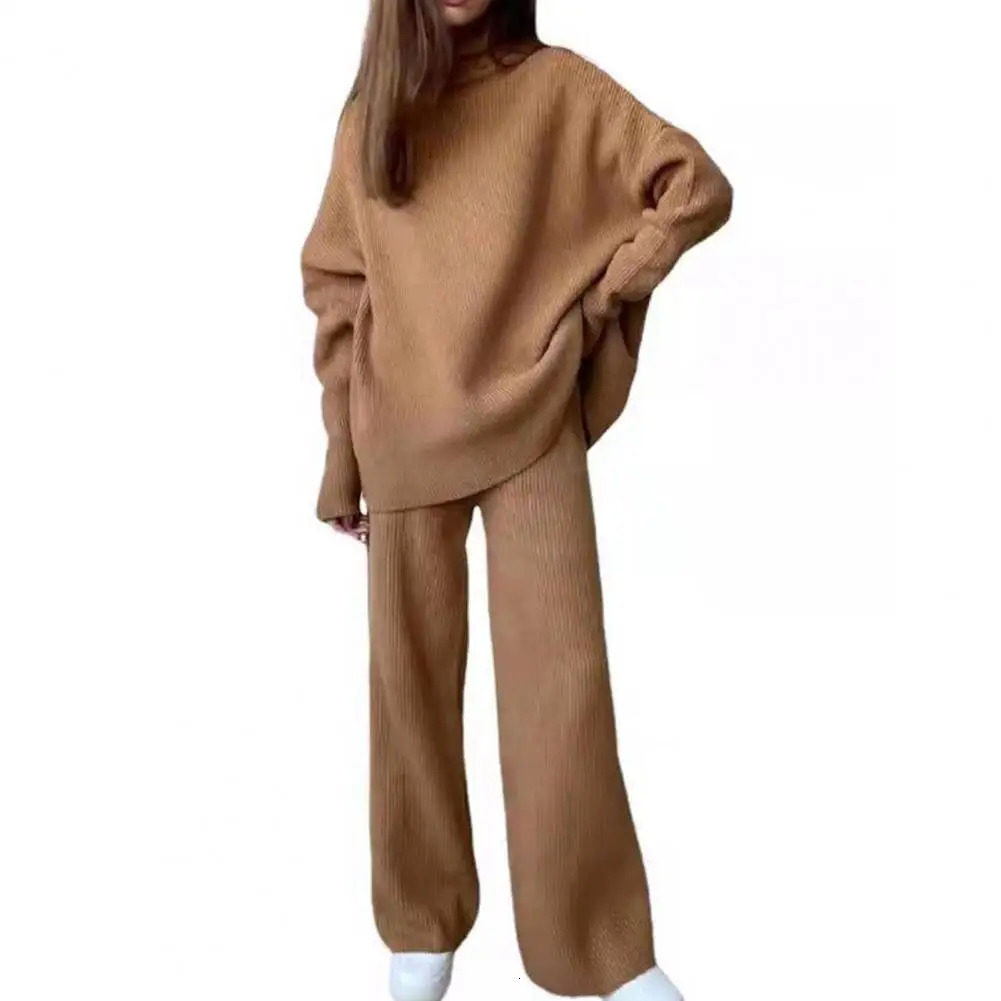 Autumn Tracksuit Women Sweatshirt Pants Set Casual Knitting Long Sleeve Pullover Loose Wide Leg ensemble jogging femme 250106