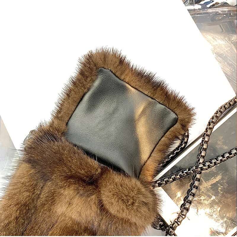 2024 Mink Fur Phone Women's Messenger Designer Bags Ladies Handbags Mini Shoulder Bag Hb5434