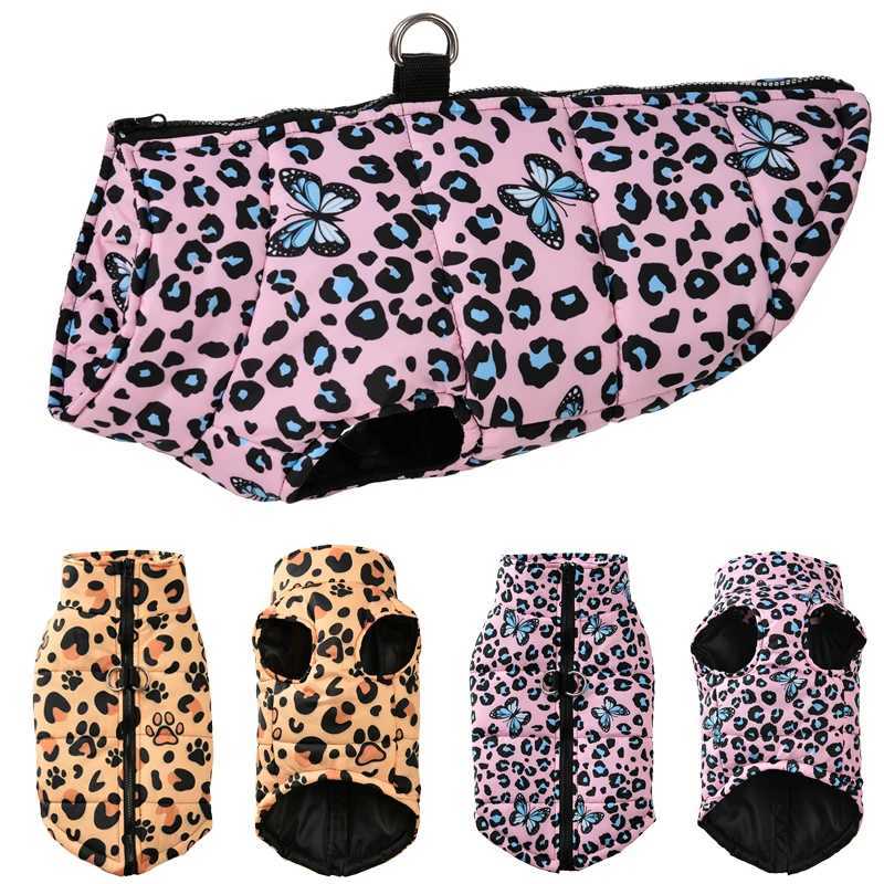 Winter Puppy Jacket Dog Clothes For Small Dogs Cats Fashion Leopard Print Waterproof Pet Coat French Bulldog Pug Party OutfitsXJ250109
