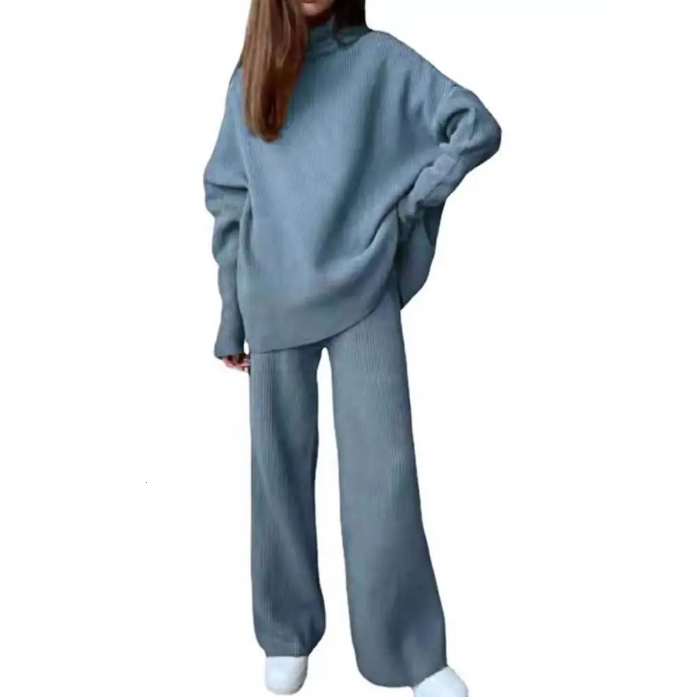Autumn Tracksuit Women Sweatshirt Pants Set Casual Knitting Long Sleeve Pullover Loose Wide Leg ensemble jogging femme 250106
