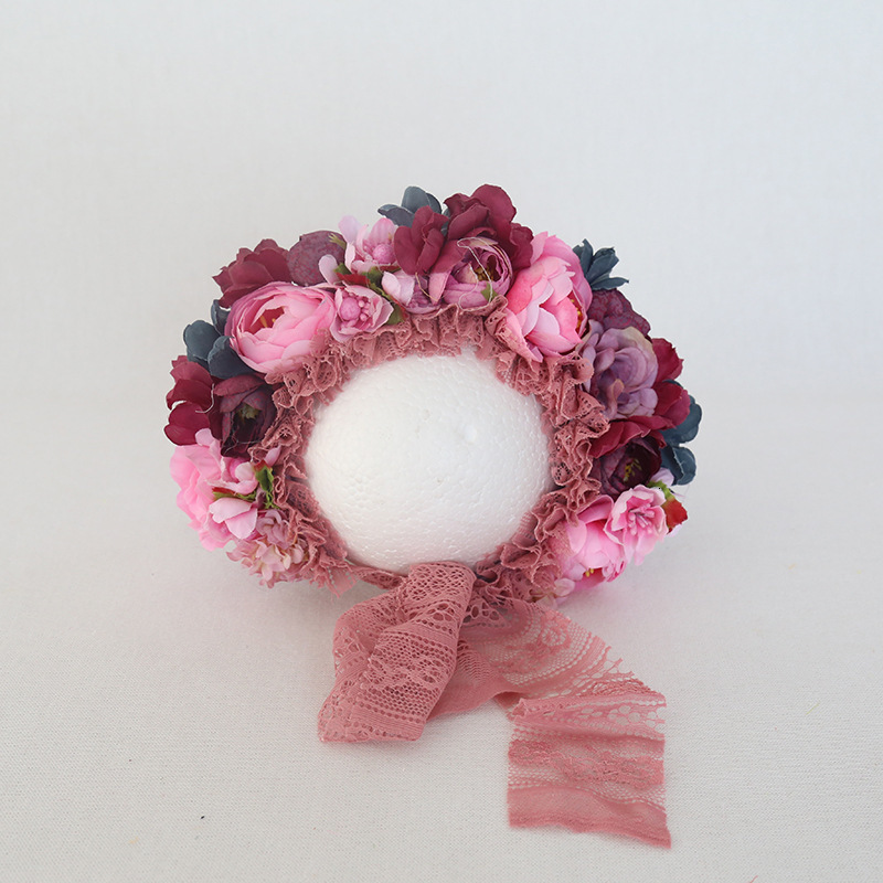 PW Baowo Childrens Pography Prop Flower Hat born Hundred Days Studio Pography Prop Hat Set 250110