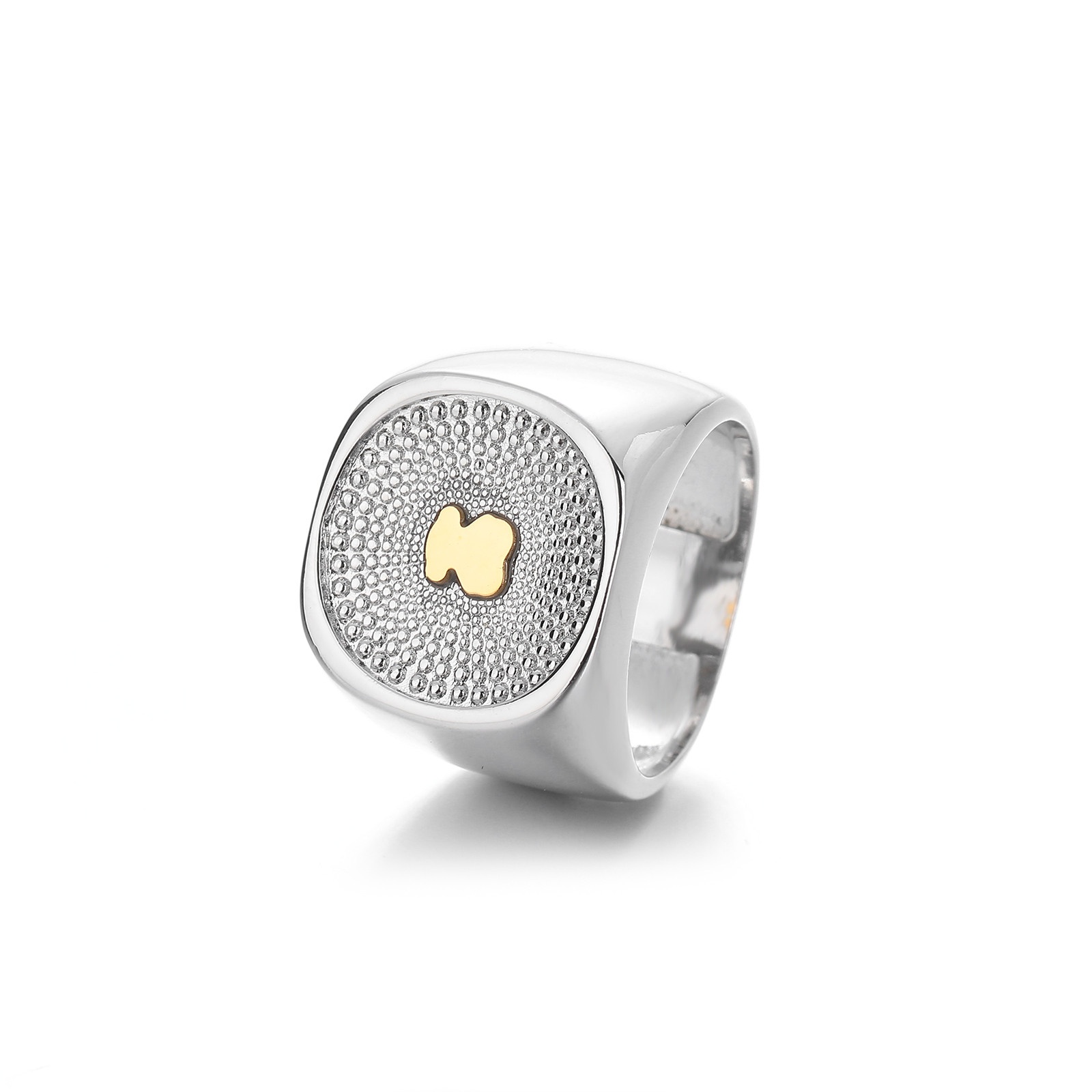 Fashion Women Men Bear Rings Stainless Steel Sier Gold Black Color Oil Wide Round Jewelry A Gift