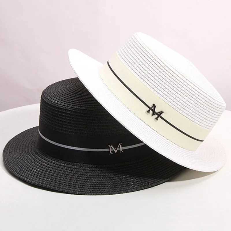 Straw hat Warm summer flat topped small hat beach vacation hat woven straw hat sun hat X250109