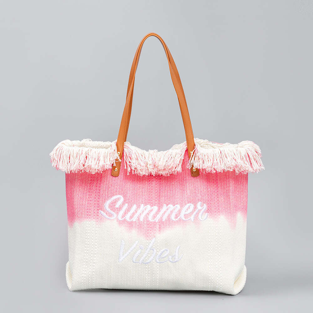 Embroidered Tote Tassel Sail Fabric Magnetic Buckle Commuting Underarm New Beach Shoulder Bag, Summer