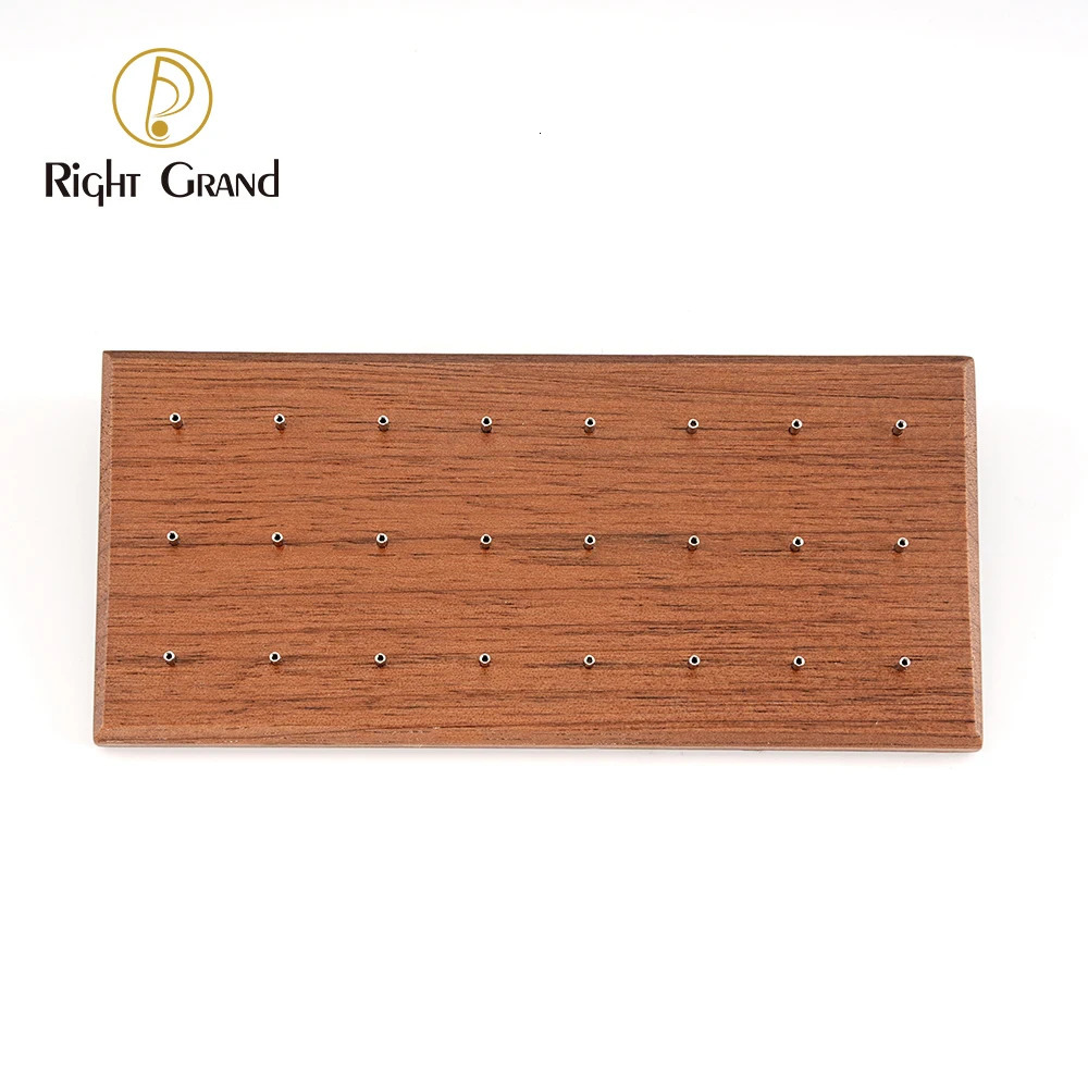 Wooden Earring Holder For Jewelry Black Walnut Wood Vintage Jewelry Display Stand with 24 Holes 250106