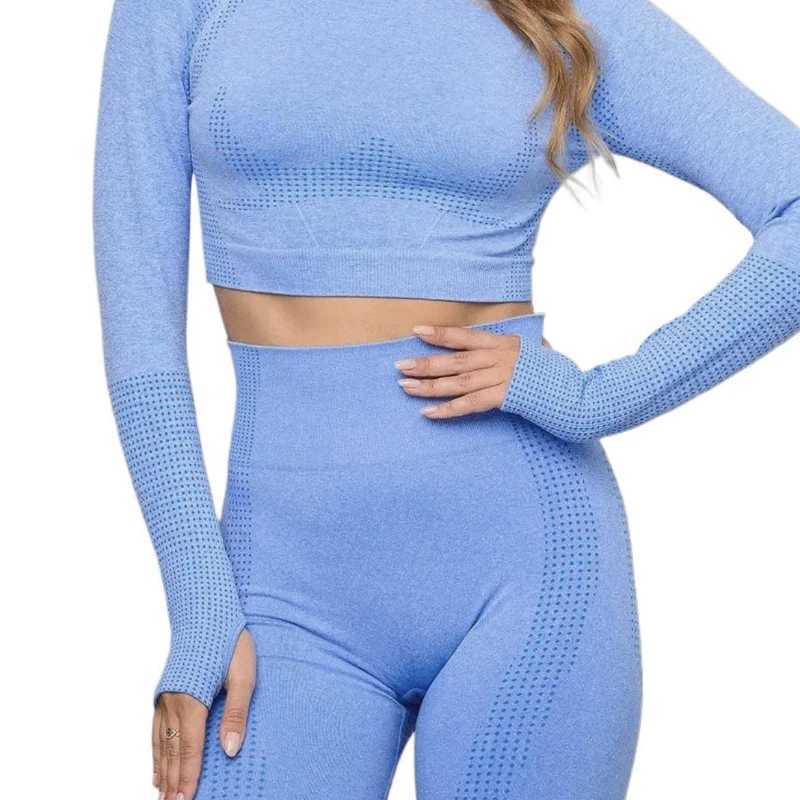 Little dots yoga wear long sleeve seamless nylon sports fitness wearXJ250109