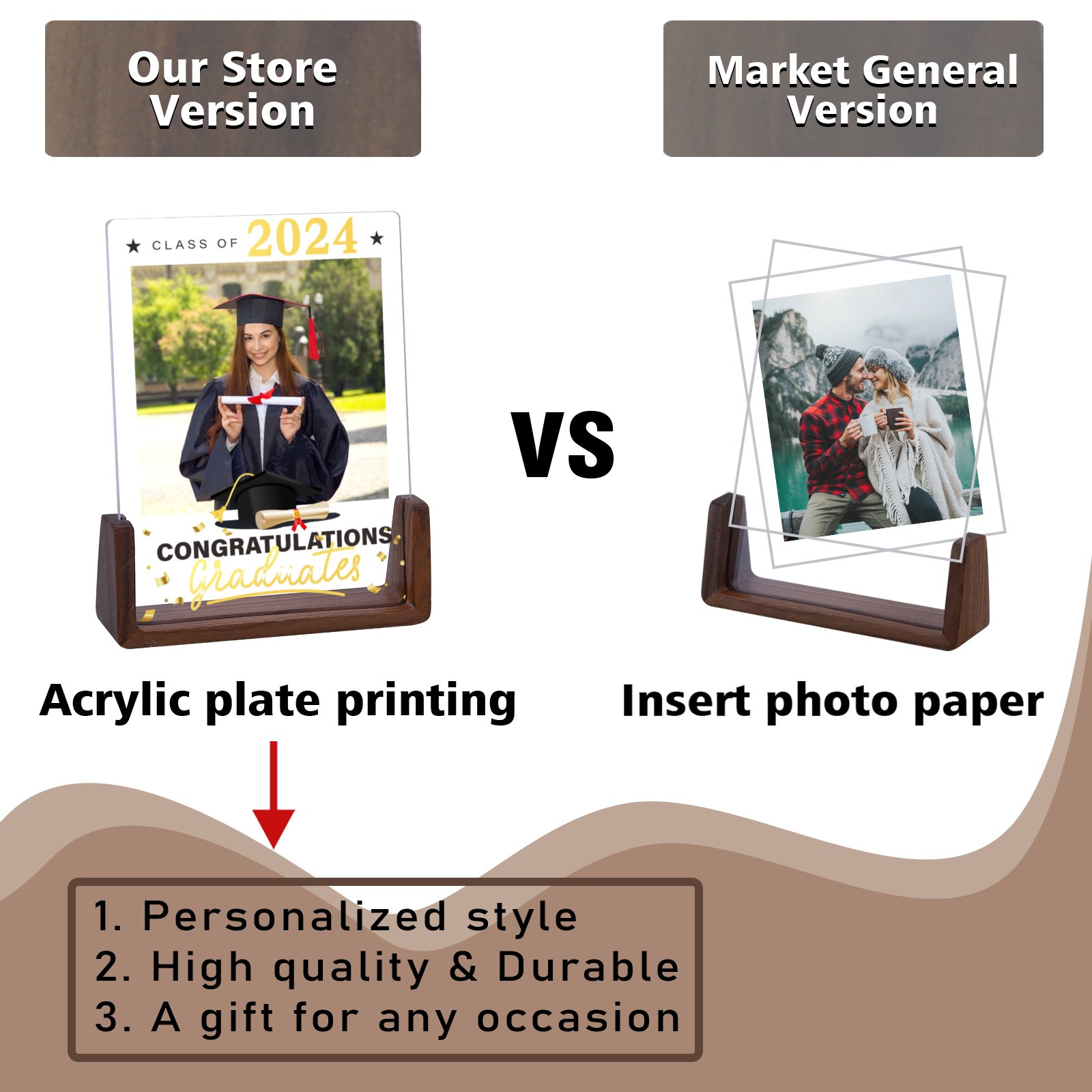 Personalized Picture Frame Her Him Class of 2024 High School College Graduation Photo Frames for Daughter Son H260306