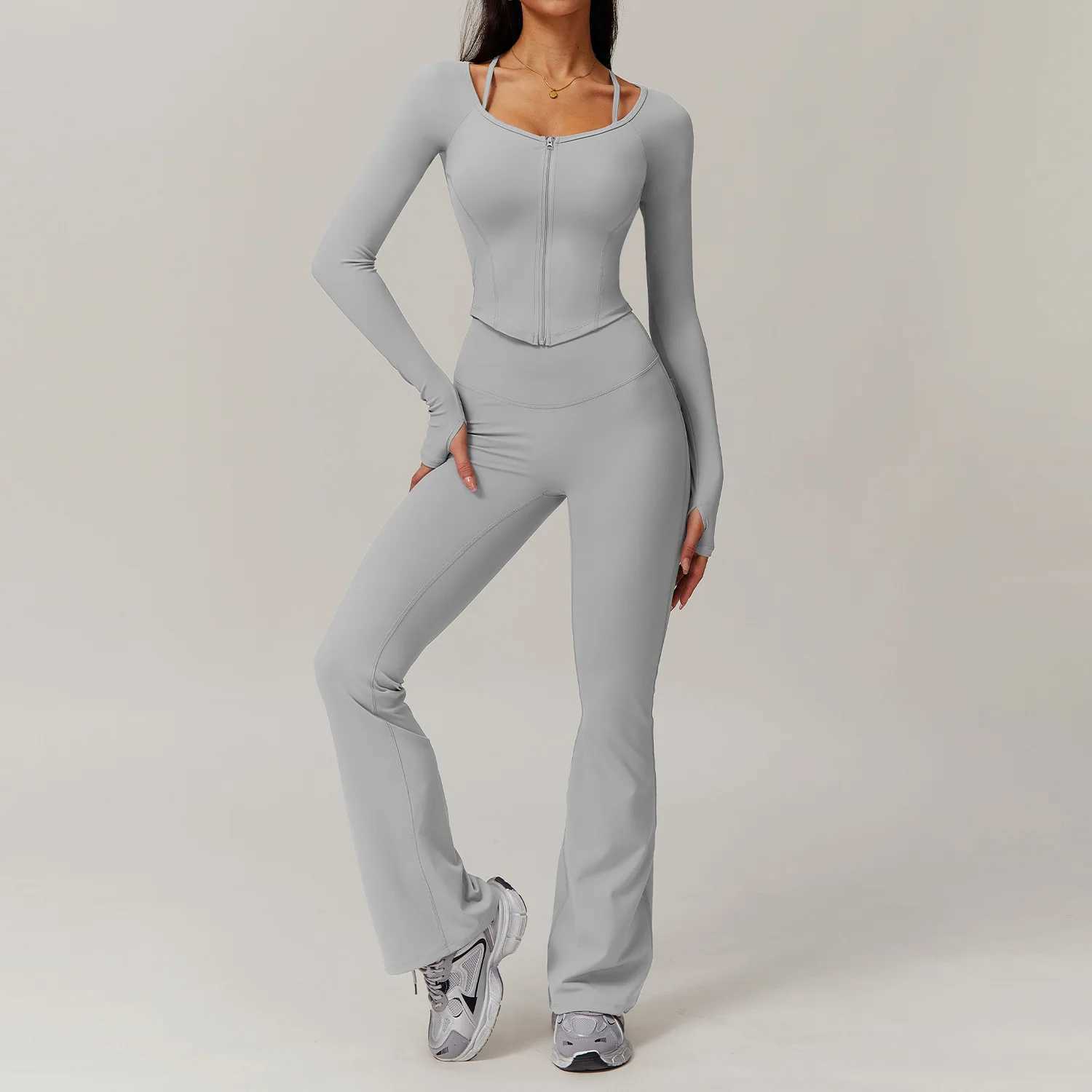 Yoga Set 2PCS Gym Clothes Sportswear Yoga Suit Women Fitness Set Tracksuits Sports Bra Gym Leggings Zipper Jacket Athletic WearXJ250109