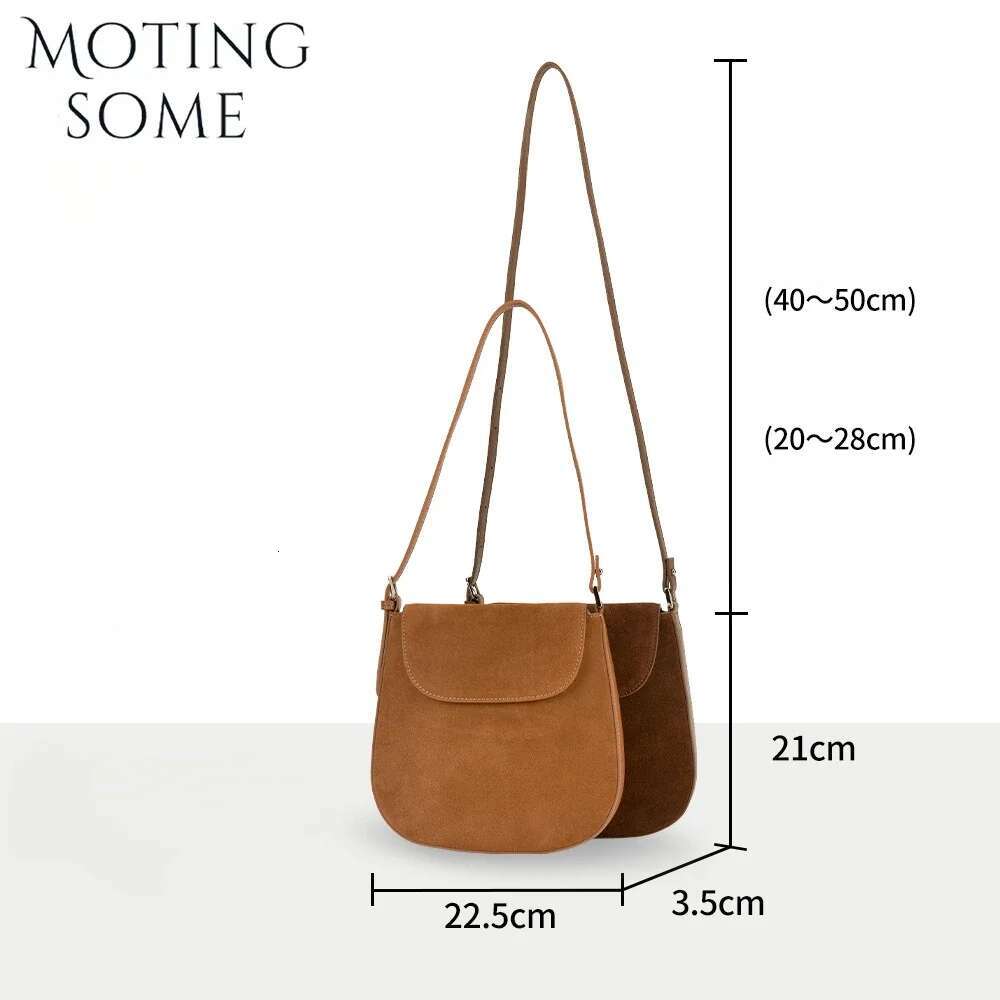 Motingsome 2025 Winter Bags Woman Natural Suede Leather Mini Tote Retro Messenger Shoulder Purse Crossbody Saddle Bag