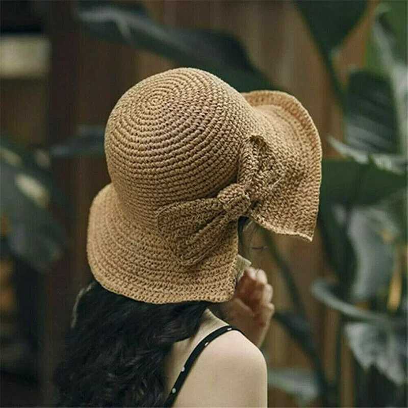 Simple Foldable Wide Brim Floppy Girls Straw Hat Sun Hats Beach Wen Summer Hat UV Protect Travel Cap Lady Caps Fem X250329