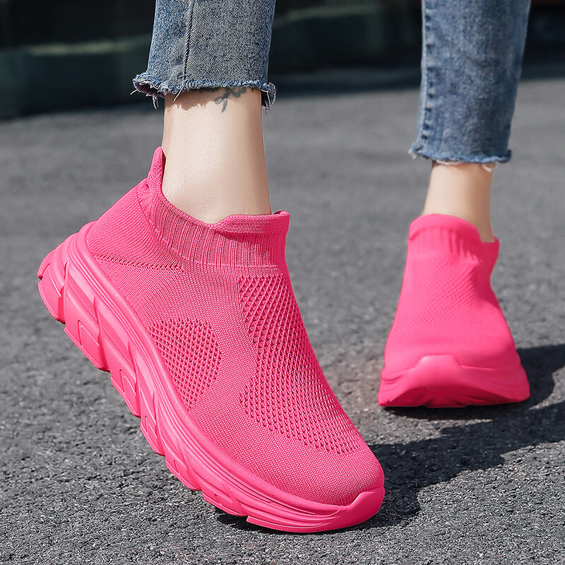 Ddmybear Hot Sale Fashion Running Sneakers For Women Breathable Socks Trainers Men Slip On Lightweight Sports Shoes Big Size Chinese Brand