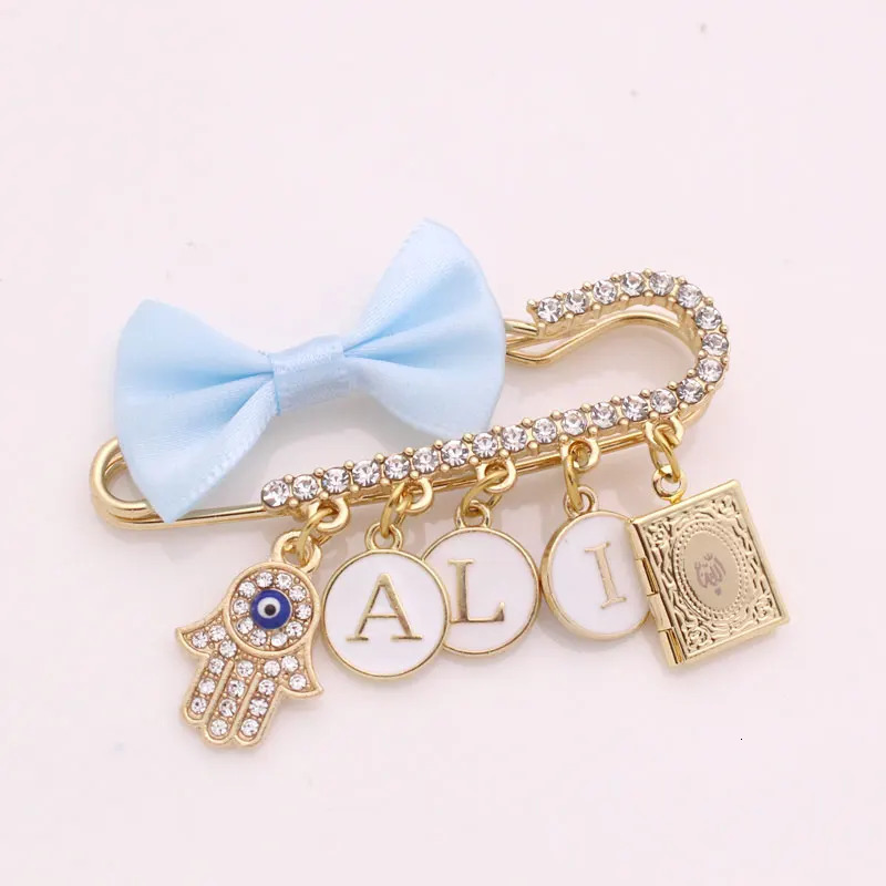 customise english name islam hamsa hand of fatima quran book Baby brooch Pin 250103
