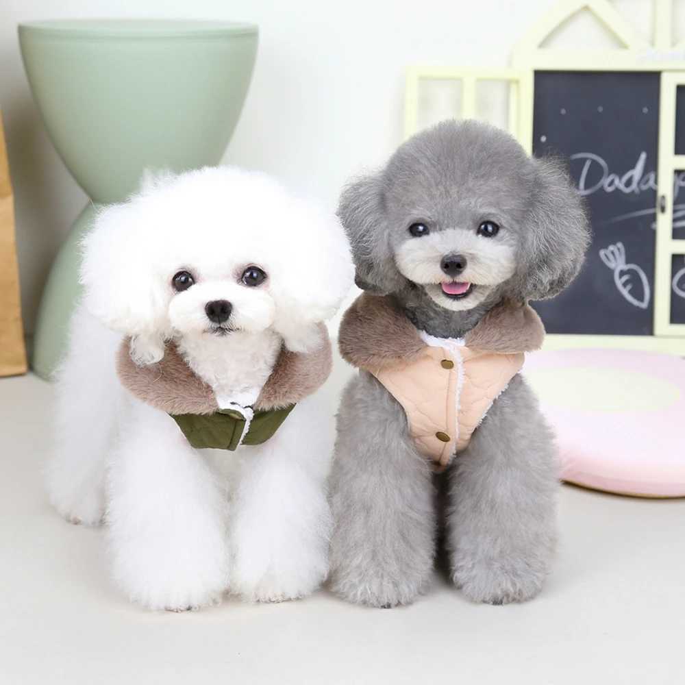 Winter Pet Coat Dog Jacket Big Fur Collar Soft Pet Vest with D-Ring for Small Dogs Puppy Warm Fleece Pet Vest Chihuahua CoatsXJ250109
