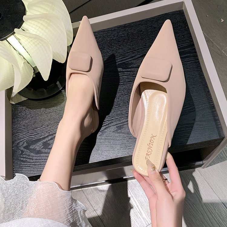 Women Slippers Flat Bottom New Fashion Pointed Toe Gentle Style hot Black White Brown Pink Free shipping