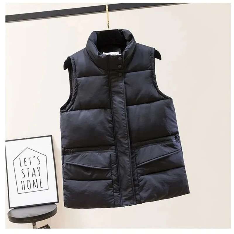 2025 Winter Women's Short Vest New Korean Stand Collar Down Warm Coat Fashion Designer Jacket