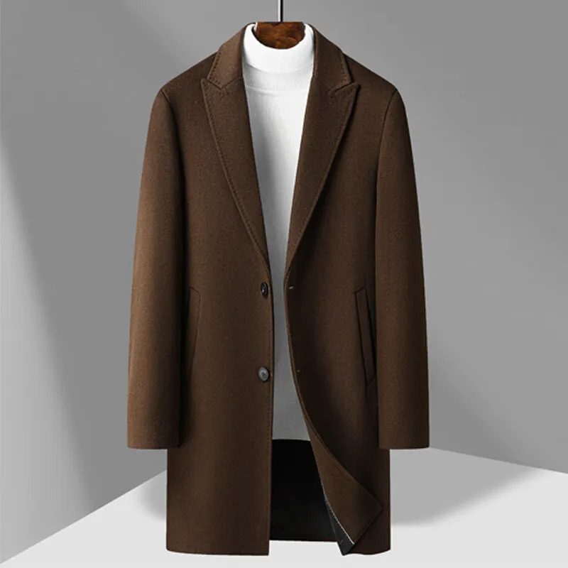 758 Sheep Wool Outdoor Mens Fashion Everything Trend British Style Business Windbreaker Medium Long Woolen Coat 250106