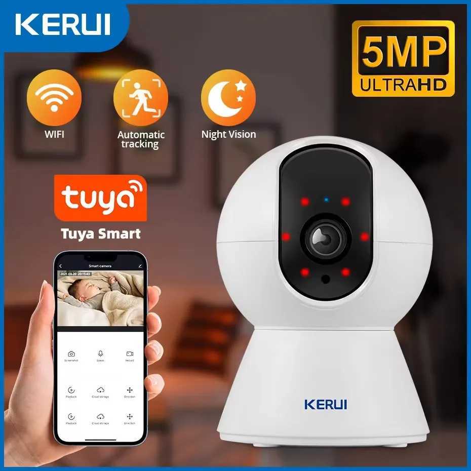 KERUI 5MP TUYA Intelligent Mini WiFi IP Camera Indoor Wireless Home Security AI Human Detection CCTV Monitoring Camera Automatic Tracking X250110