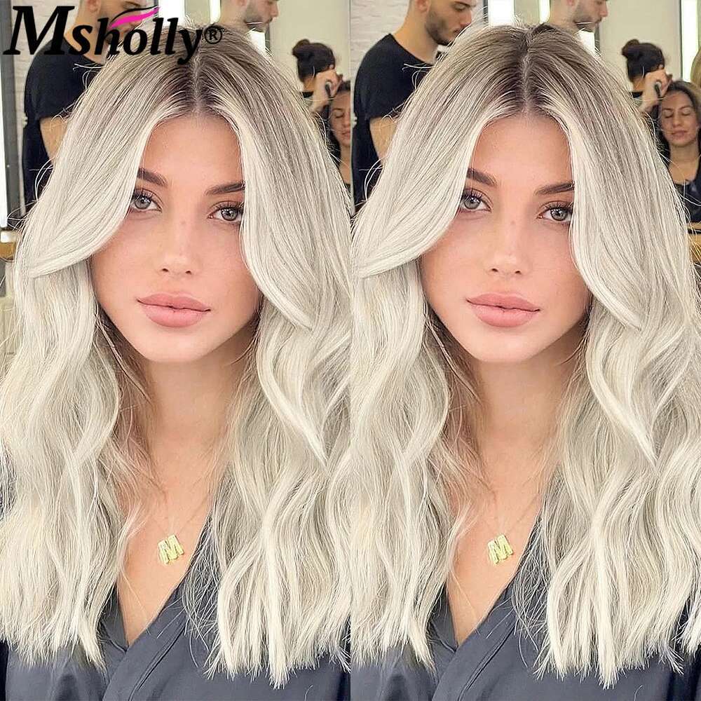 Bleached Pre Plucked Lace Front Wig Hightlight Cream Platinum Blonde Body Wave Remy Human Hair Wigs For Women