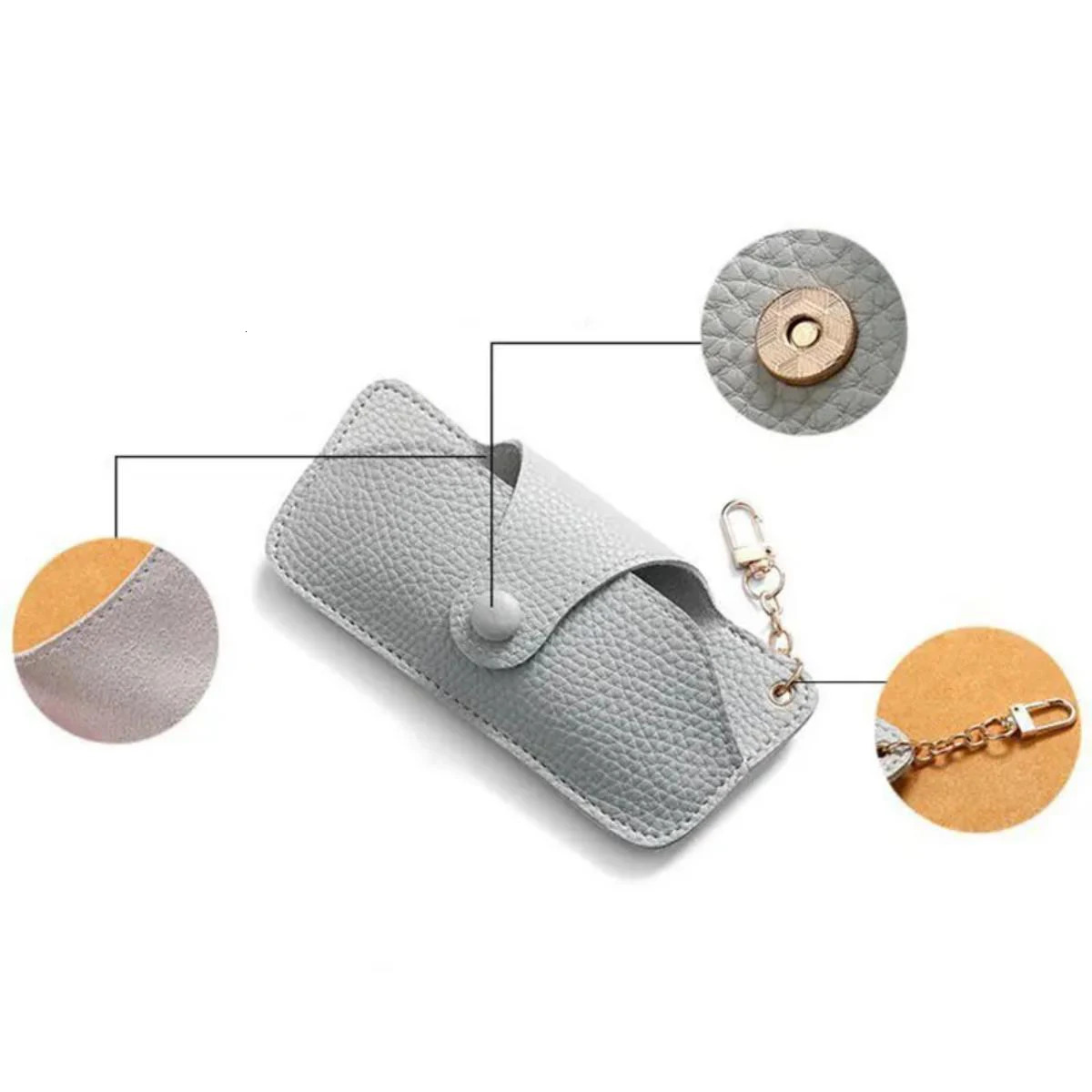 1pc Snap Button Glasses Bag Portable PU Leather Sunglasses and Reading Pouch with Clip4 Colors for choose 250109