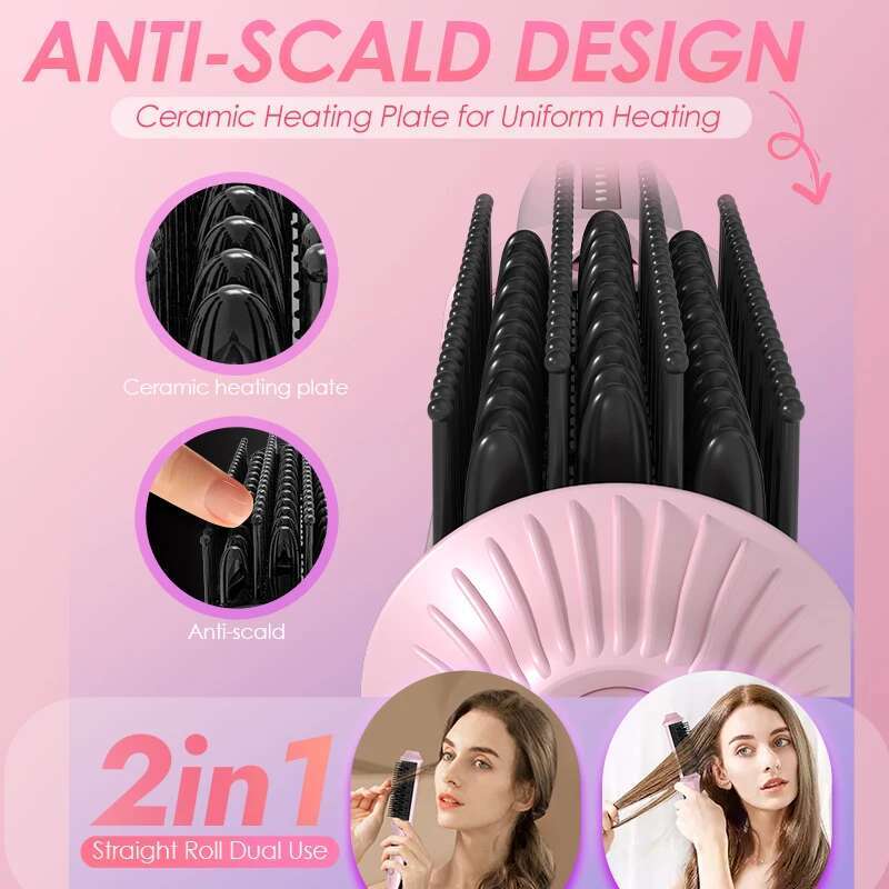 NOVUS Hair Straightening Brush Negative Ion 30 Seconds Quick Heating Anti-Scalding Styg Tool, Christmas Gift