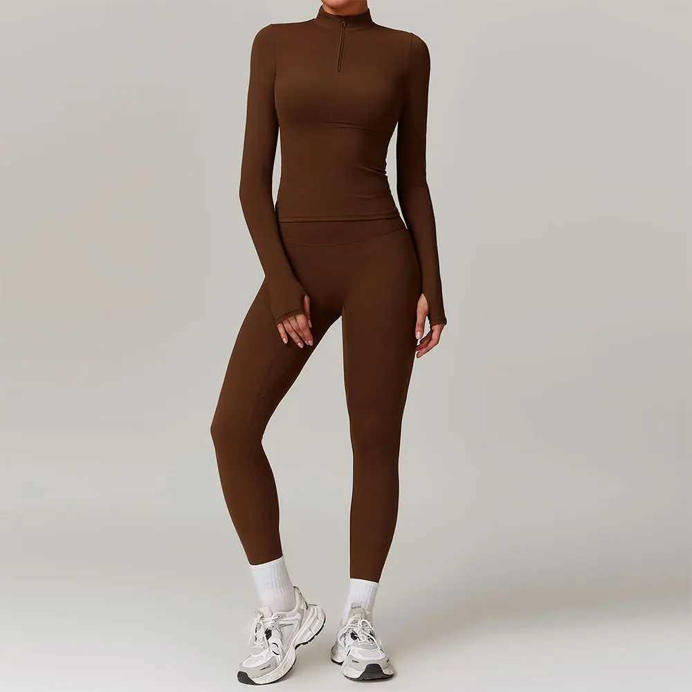 2PCS Yoga Suit Sports Set Women Clothes Gym Set Women Tracksuit Running Workout Zipper Long Sleeve Sports Shirt Yoga ClothingXJ250109