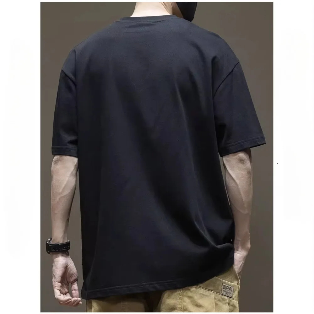 Cotton Tshirt Mens Summer Breathable Short Sleeved Top Casual Sports Round Neck Loose Plain Father Gift 250106