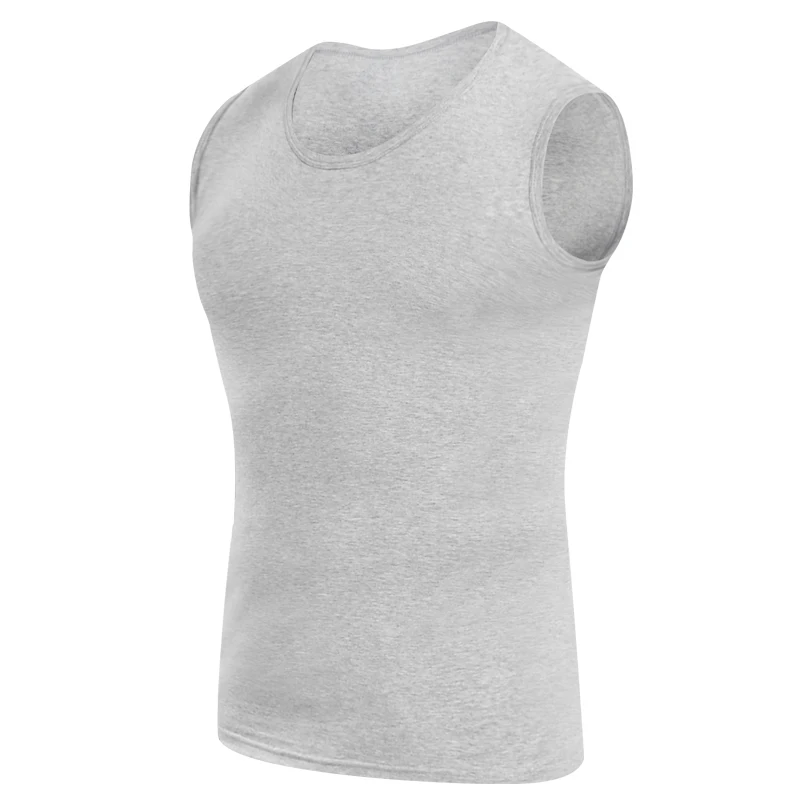 Men's four seasons tight sleeveless cotton base color vest comfortable exercise fitness sleeveless T-shirt with undershirt