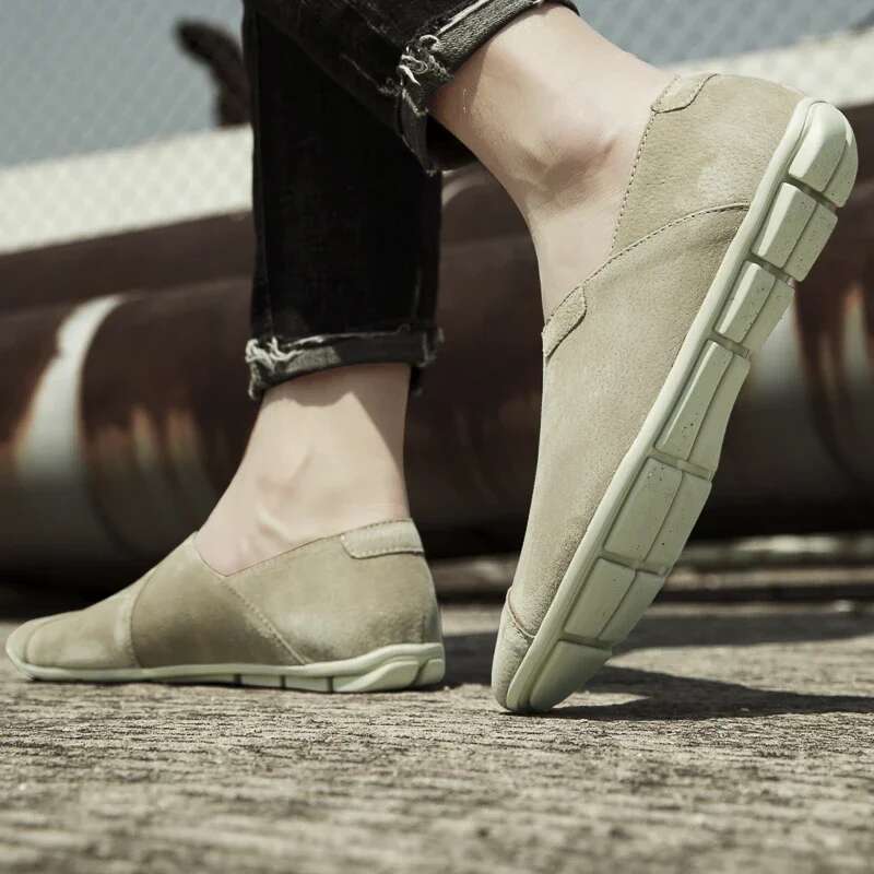 Fashion Casual Flats Men Shoes Outdoor Breathable Loafers Genuine Leather Slip On Moccasins Comfortable