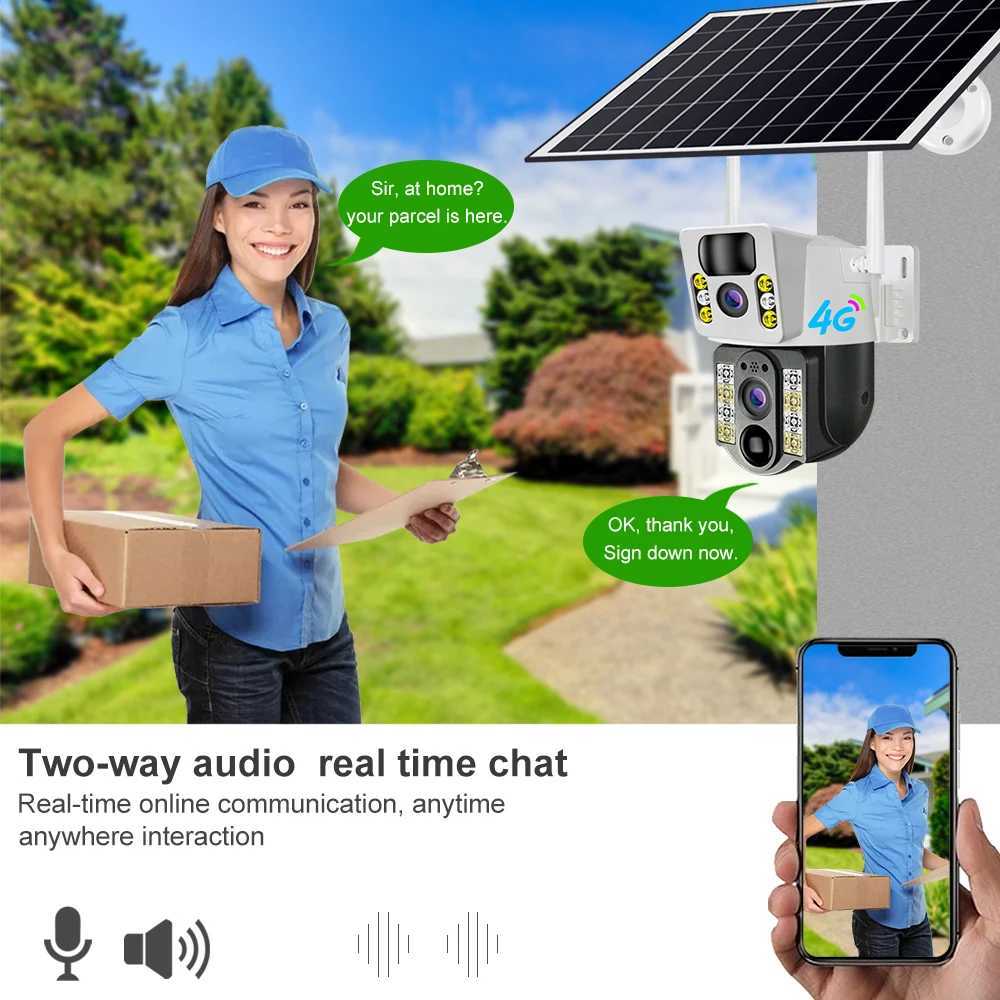 4K solar powered 4G SIM outdoor monitoring dual lens PIR human detection wireless high-definition night vision waterproof low-power security camera X2