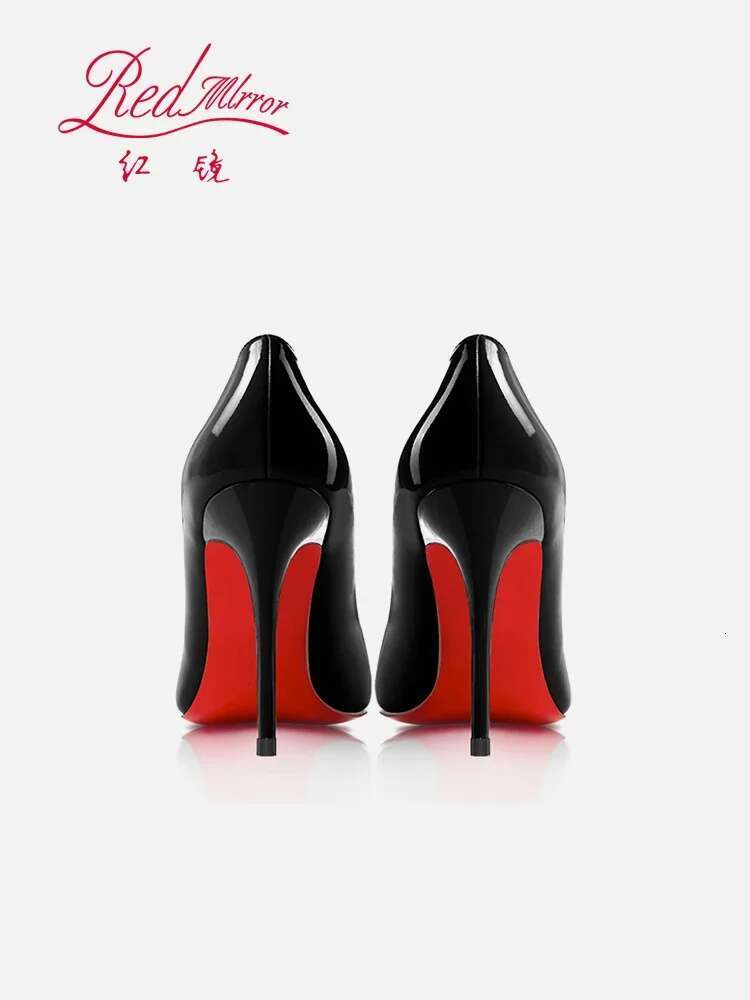 European And American Pointed Thin Heels Sexy Soled High Heels, Red Ed Single Shoes, Black Professional Work Shoes