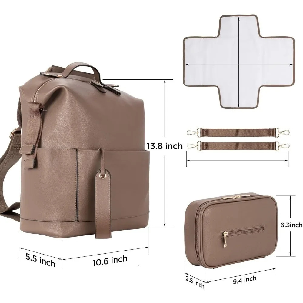 1pc Mommy Bag Pu Leather Diaper Backpack Bag with Changing Pad Baby Organizer Baby Nappy Bag Mummy Daddy Backpack 250106
