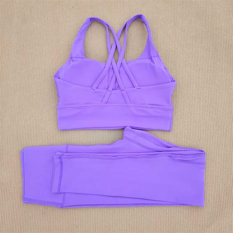Sexy Yoga Clothes Gym Solid Color Sports Bra Women Leggings Crossed Back Sports Suit Fitness Clothes Soft Breathable ComfortableXJ250109