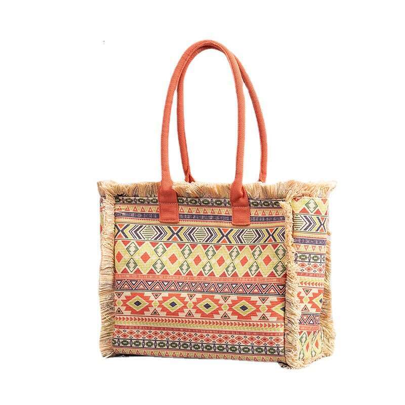 Tote Bohemian Shoulder Zipper Handbag Large Capacity Canvas Bag Women's Summer