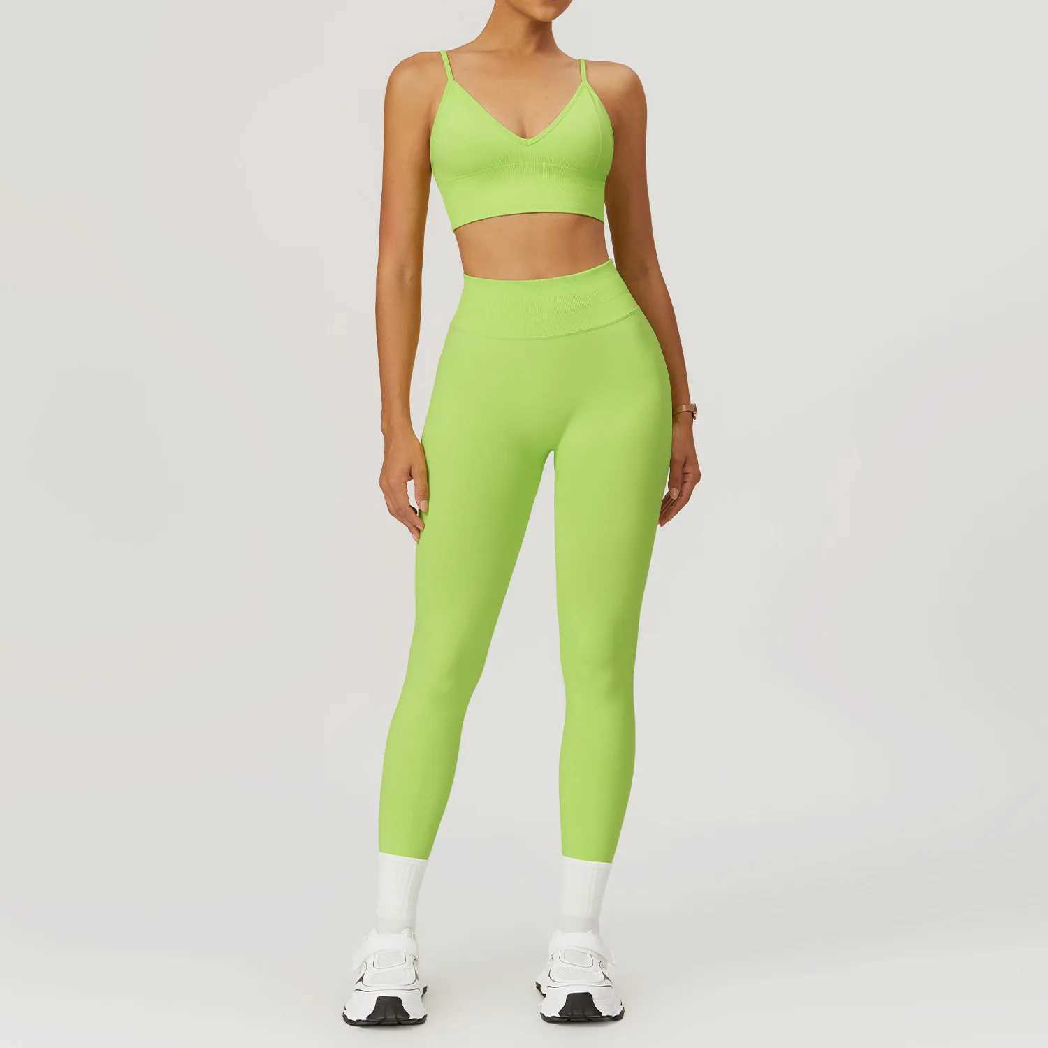 New Seamless Sports Set 2PCS Women Clothes Fitness Outfit Yoga Suit Running Bra Workout Leggings Gym Sportswear Two Sling BraXJ250109