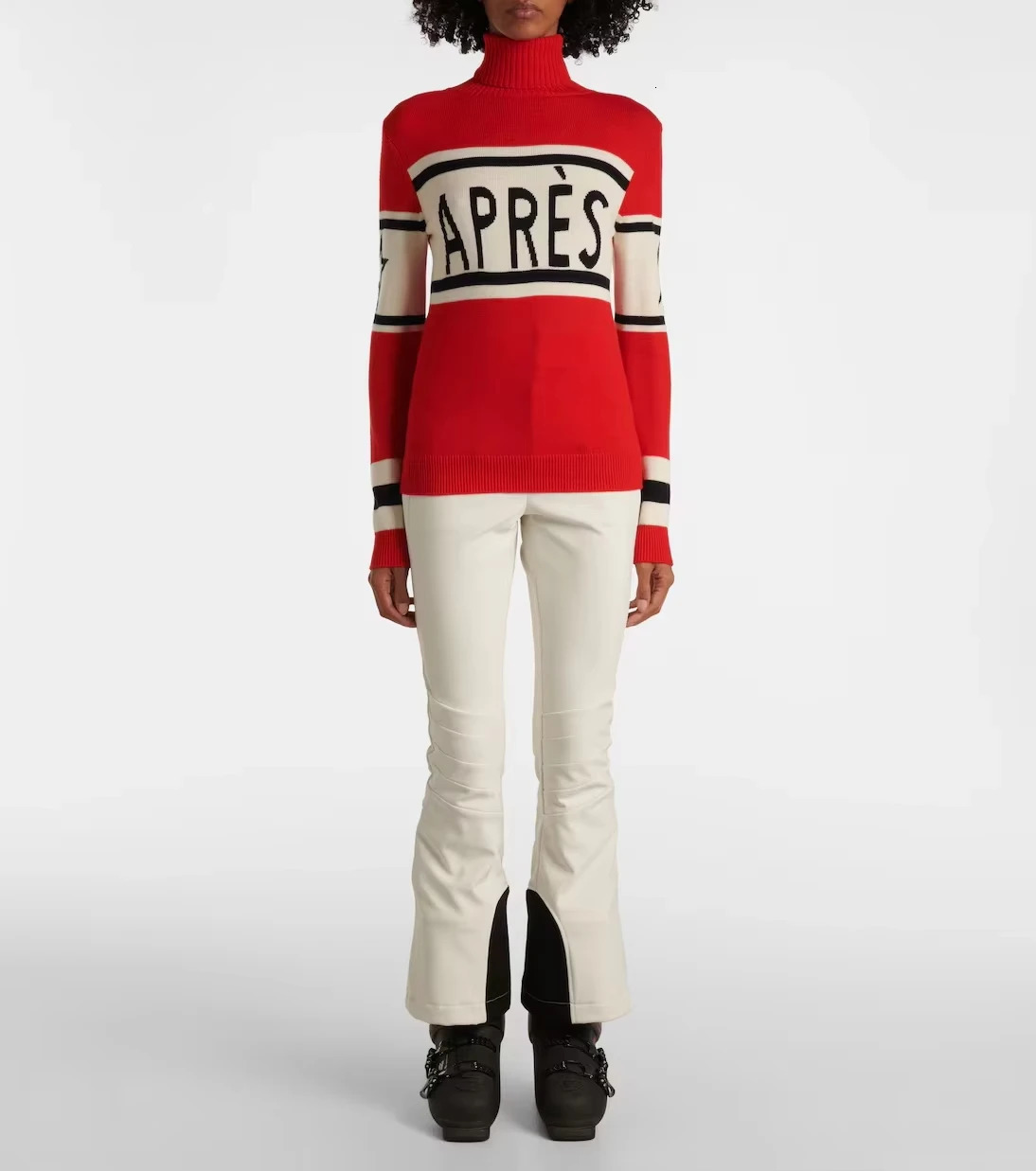 French highend jacquard knitted letter striped winter fashion and fashionable high neck slim fit womens sweater 250108
