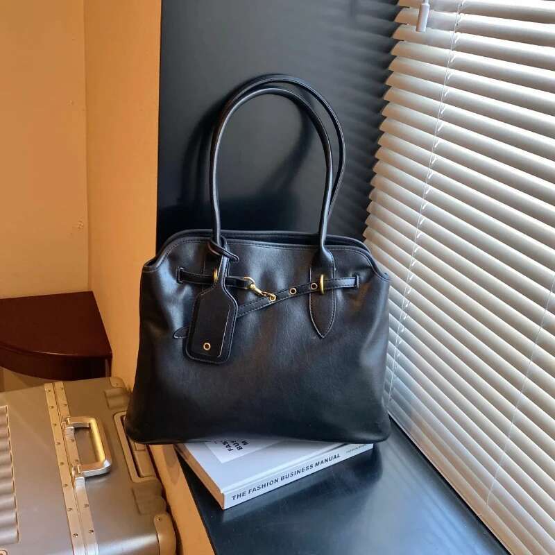 PU Zipper 2024 High Quality Shoulder Solid Color Simple Fashion Tote Bag Soft Versatile Commuter Western Style Handbag