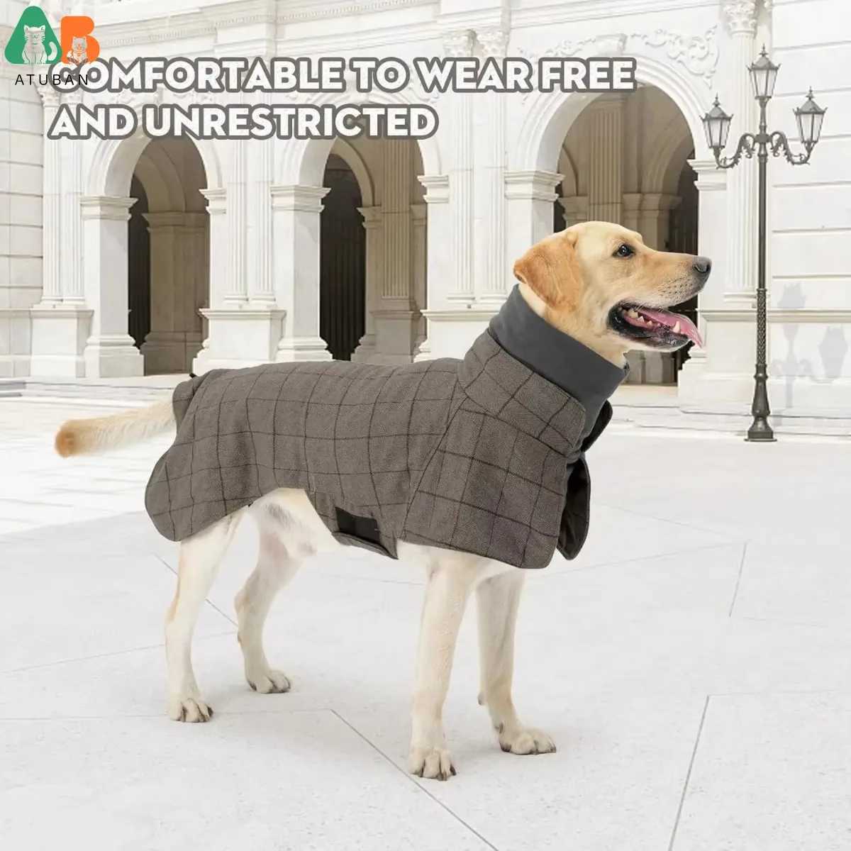 Warm Dog Coat English Plaid Dog Fleece Vest Windbreaker Jacket Winter Clothing with Traction Eyelets Suitable for All Dog TypesXJ250109