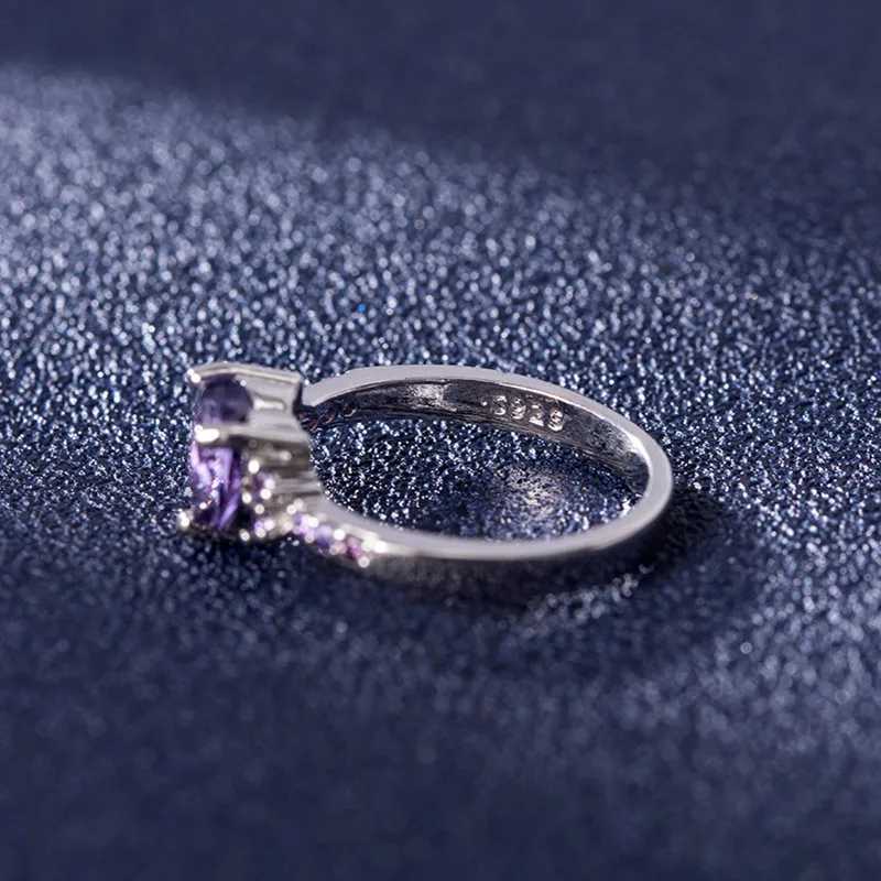 Heart shaped ring 925 silver jewelry with purple zircon gemstone ring suitable for womens wedding promises bridal party gift accessories W250109