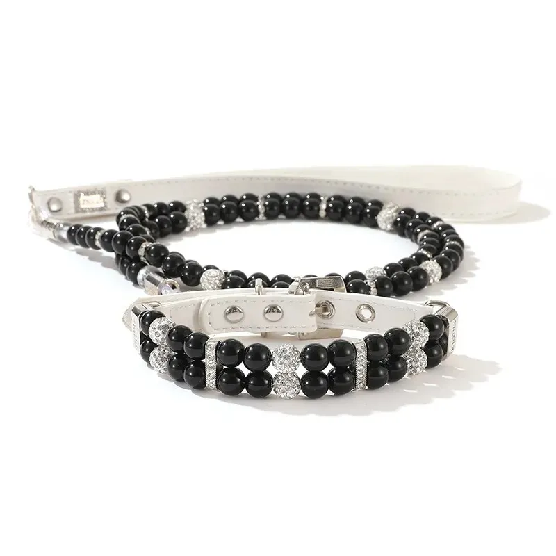 Luxurious Pink Bling Jewelry Collar And Leash Set Dogs Elegant Charming Accessory For Cats & Pets