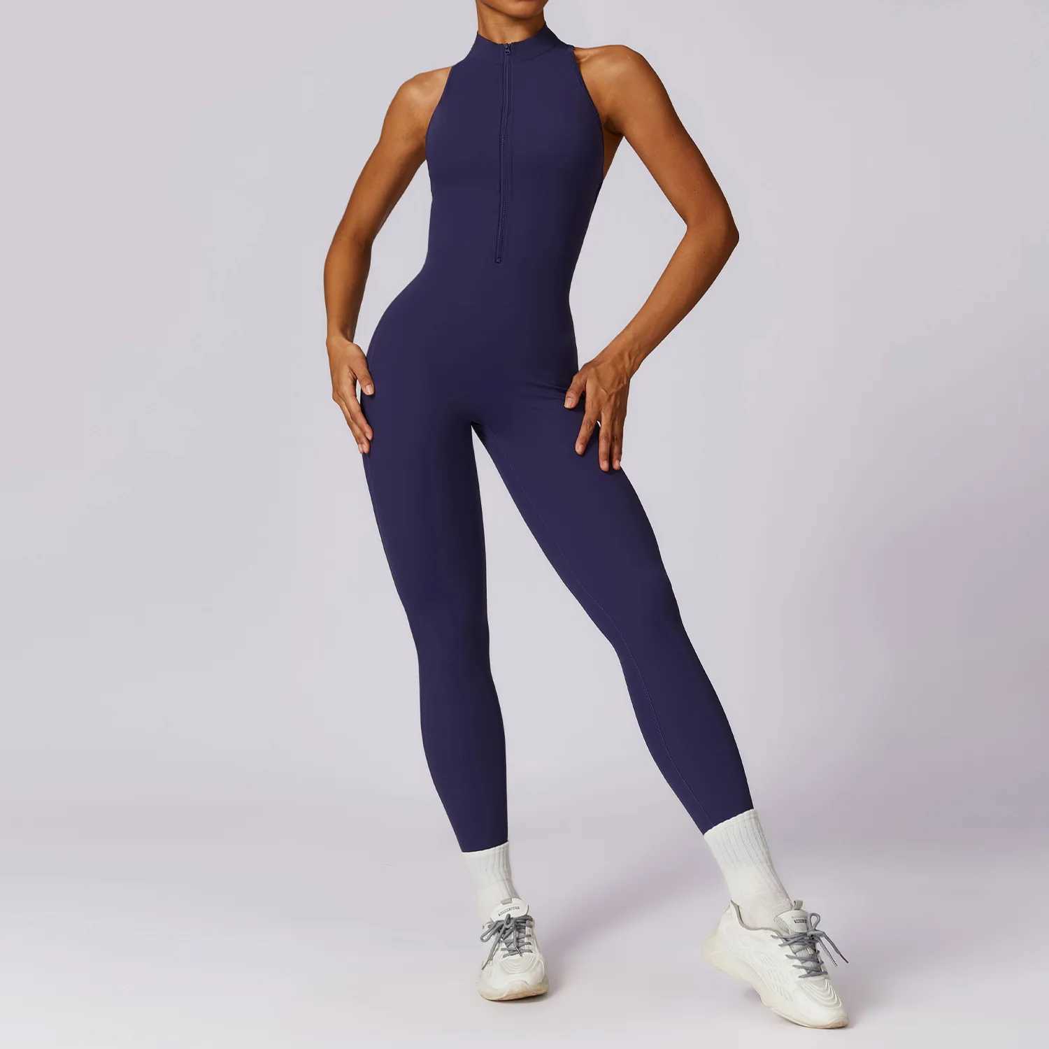 Zipper Yoga Jumpsuit Fitness Sports Overalls Gym Clothing Set Yoga Wear Pilates Workout Clothes Women Outfit Push Up ActivewearXJ250109