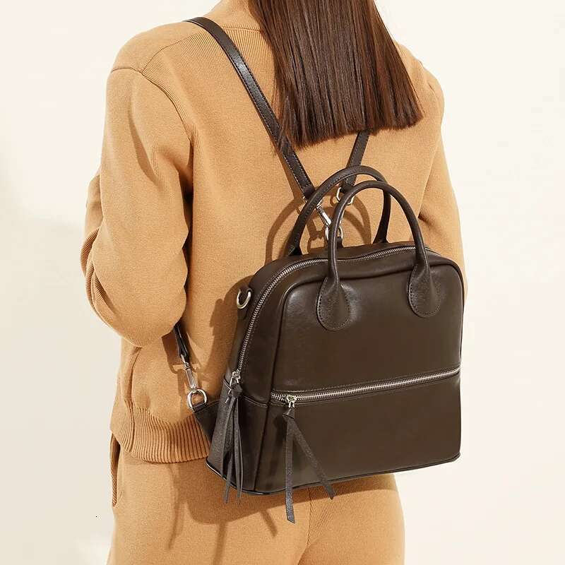 Vegetable Tanned Cowhide Retro Multi-Purpose For Women 2025 New Leather Women's Large Capacity Backpack Shoulder Bag