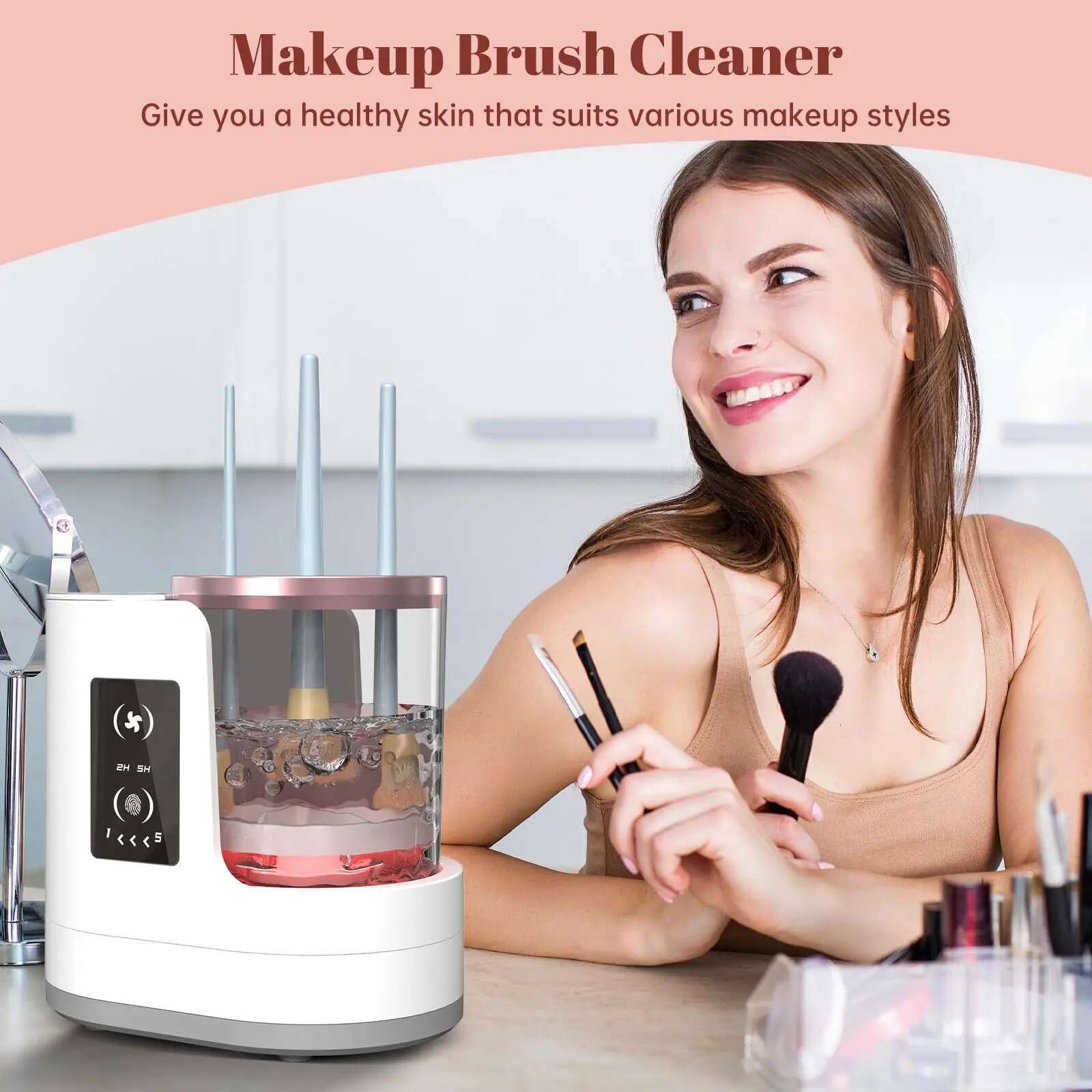 Electric hine With Makeup Brush Dryer-Holder-Portable USB Cosmetic Brushes Cleaner Washer Quick Dry Tool