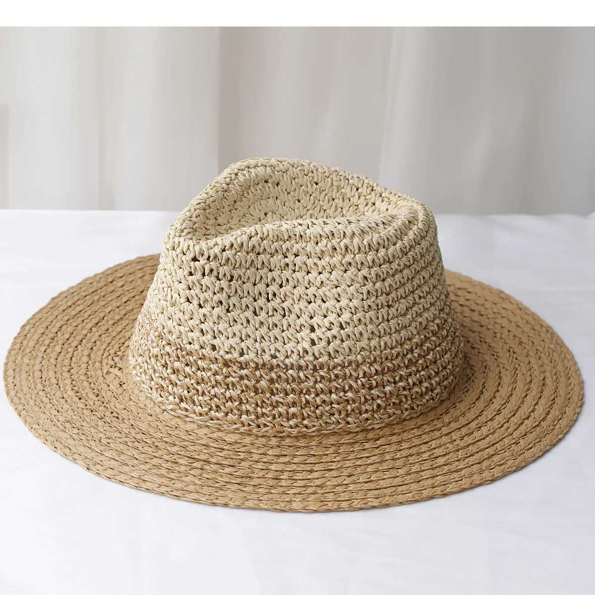 New fashion style bucket hat Mticolor foldable sun crochet hat suitable for beach tourism and vacation handmade straw hats X250109