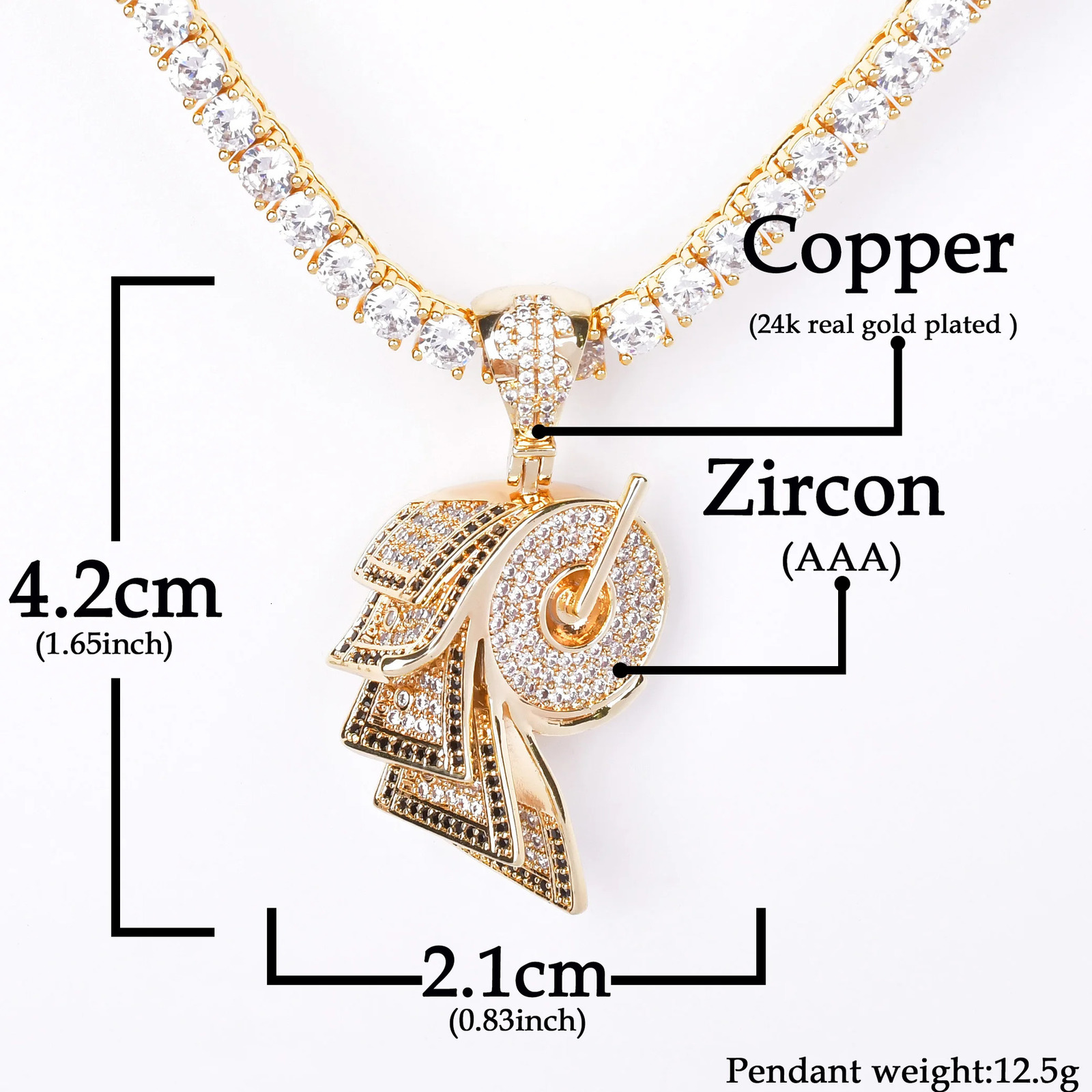 Roll Dollar Cash Shape Gold Color Necklace Hip Rock Street Jewelry 250109